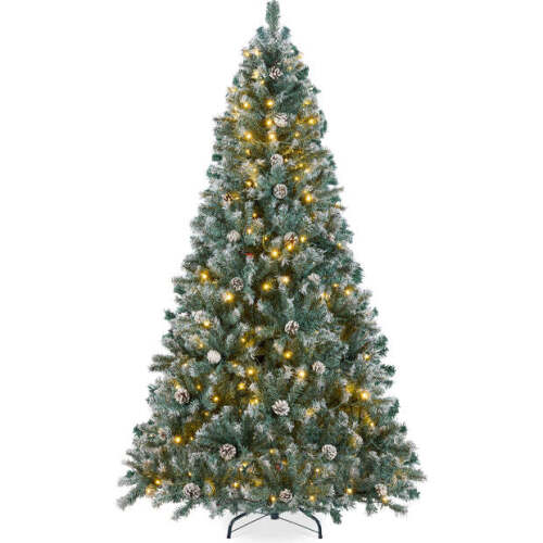Pre-Lit Pre-Decorated Christmas Tree w/ Flocked Tips, Pinecones 7.5ft - Lot 6009