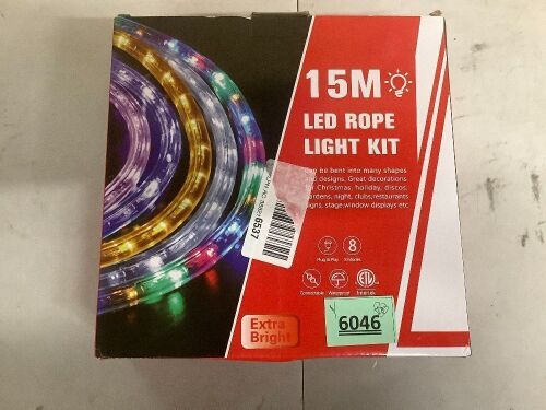 50ft 360 LED Rope Lights Outdoor, Connectable and Flexible Tube Lights with 8 Modes, Waterproof Indoor Outdoor LED Rope Lighting for Deck, Garden, Pool, Patio, Indoor Outdoor Decorations - Lot 6046