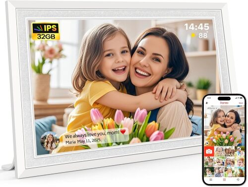 Frameo 10.1" Digital Picture Frame, Smart WiFi Digital Photo Frame with 1280x800 HD IPS Touch Screen 32GB Memory Auto-Rotate Wall Mounted, Share Photos/Videos from Phone Anywhere - Lot 6052