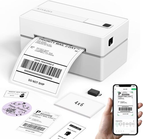 Bluetooth Thermal Shipping Label Printer, 4x6 Portable Thermal Address Label Printer for Small Business, Compatible with iPhone,Android,Windows,Mac–Works with Ebay Shopify USPS&More - Lot 6058