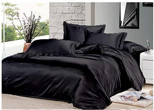 600-TC Satin Sheet Set 4pcs, Fitted Sheet 16" Deep Pocket, Flat Sheet & Pillowcases Set - Breathable - Hypoallergenic - Bed Sheets, Luxury Bedding Sets -Ultra Soft - Lot 6070