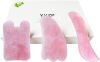 Natural Rose Quartz ChineseGuaSha Board,Scraping Massage Tools for Acupoint Trigger Point Treatment, Suitable for Facial, Body Care, 3 Set - Thumbnail 1