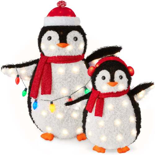 2pc Lighted Pop-Up Penguin Family Christmas Decoration w/ 150 Lights - 3ft - Lot 6144