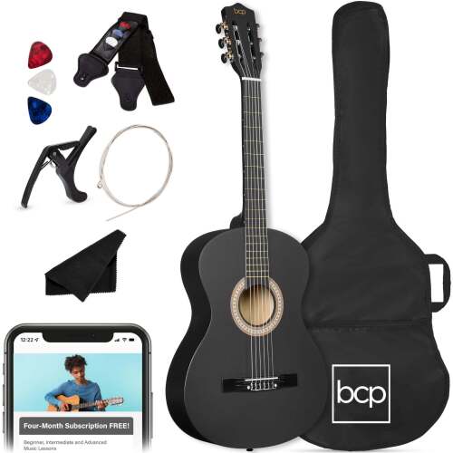Beginner Acoustic Guitar Set w/ Case, Strap, Extra Strings - 38in - Lot 6109