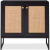 2-Door Rattan Storage Cabinet Accent Furniture for Living Room w/ Foot Pads - Thumbnail 1