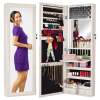 Door/Wall Mount Mirror Jewelry Cabinet Armoire w/ Inside Mirror, LED Lights - Thumbnail 1