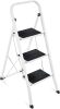 3 Step Ladder Folding Sturdy Lightweight Portable Step Stool for Kitchen, Bedroom, Home w/Non-Slip Rubber Feet, Padded Platforms Pads, 330lb Capacity - White - Thumbnail 1