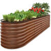 Metal Raised Garden Bed, Oval Outdoor Planter Box for Vegetables - 8x2x2ft - Thumbnail 3