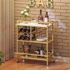 Bar Cart for Home, 3-Tier Serving Cart with Wheels and Handle, Beverage Cart with Wine Rack and Glass Holders, Rolling Wine Cart for Kitchen, Dining Room - Thumbnail 1