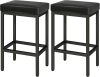 Bar Stools Set of 2, 26 Inch Counter Height Bar Stools, Black Barstools for Kitchen Island Counter, PU Leather Kitchen Stools Chairs with 2.4" Thick Upholstery and Metal Base - Thumbnail 1