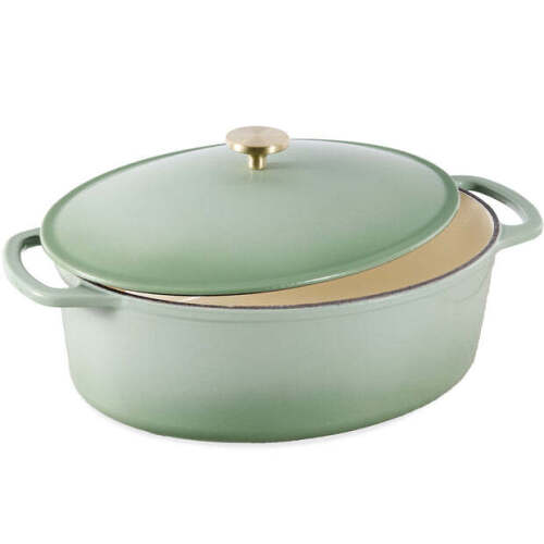 Oval Cast-Iron Dutch Oven Kitchen Cookware w/ Enamel - 7.5qt - Lot 6212