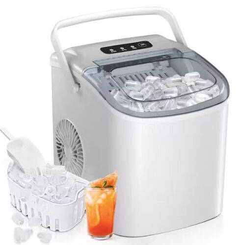 8.1 in. 27 lb./Day Bullet Countertop Portable Ice Maker in Black with 2-Ice Sizes, Ice Scoop, Self-Cleaning, 6-Min Ice - Lot 96JF