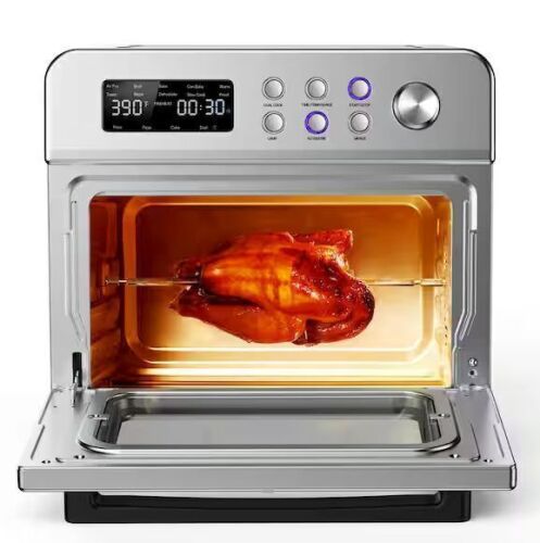 13-in-1 Digital Air Fryer Convection Toaster Oven 1600W in Stainless Steel with Rotisserie, 6-Slice Capacity - Lot 97JF