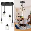 5-Light Pendant Light Fixture with Clear Glass Shades - Thumbnail 1