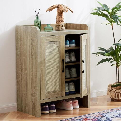 Natural Rattan Shoe Storage Cabinet - Lot 389