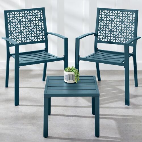 3-Piece Stackable Steel Outdoor Conversation Bistro Set - Lot 394