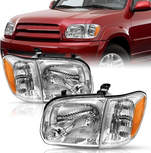 Headlights Assembly Fit for 2005-2006 Toyota Tundra, 2005-2007 Sequoia Double Crew Cab - Lot 441