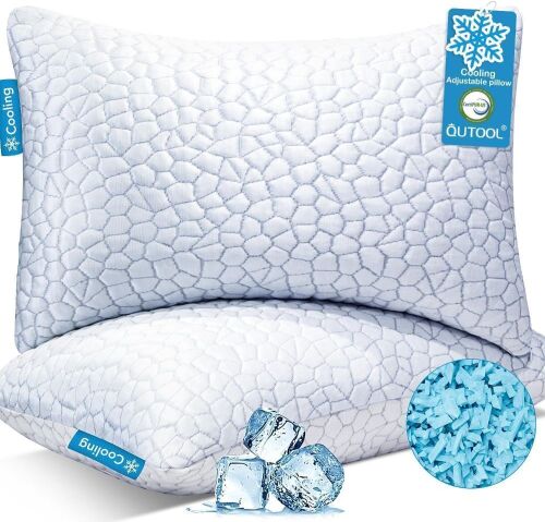 QUTOOL Shredded Memory Foam Cooling Pillow, 2 Pack - Lot 453