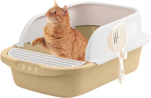 Large Open-Top Cat Litter Box with High Sides - Lot 755