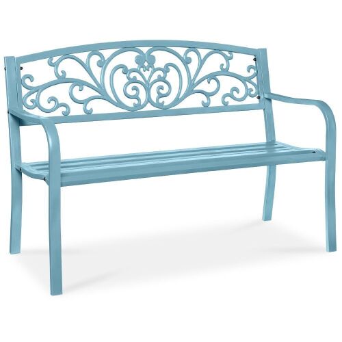 Steel Bench for Outdoor, Patio, Garden w/ Floral Design - 50in - Lot 84