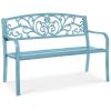 Steel Bench for Outdoor, Patio, Garden w/ Floral Design - 50in - Thumbnail 1
