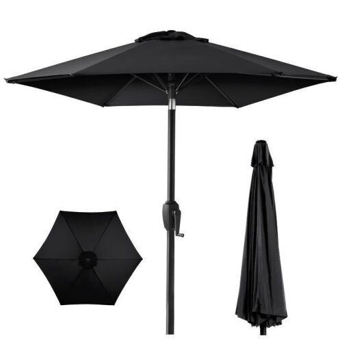 Outdoor Steel Market Patio Umbrella Decoration w/ Tilt, Crank Lift - 10ft - Lot 715