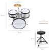 Kids Beginner 3-Piece Drum, Musical Instrument Set w/ Sticks, Stool, Pedal - Thumbnail 2