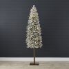 7.5' Pre-Lit Flocked Alpine Slim Pencil Christmas Tree w/ LED Lights, Stand - Thumbnail 1