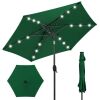Outdoor Solar Patio Umbrella w/ Push Button Tilt, Crank Lift - 7.5ft - Thumbnail 1