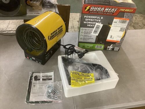 DuraHeat Remote Controlled, 3750 Watt, 12,800 Btu, 220 Volt Mountable or Portable Electric Fan Forced Air Heater - Lot 622JF