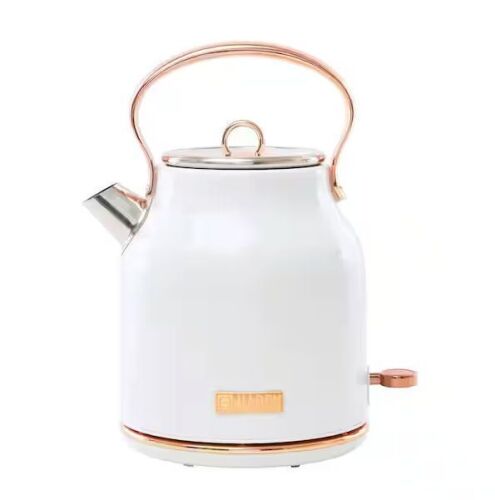 HADEN Heritage 1.7 l 7-Cup Ivory and Copper Cordless Stainless Steel Retro Electric Kettle with Auto Shut-Off - Lot 625JF