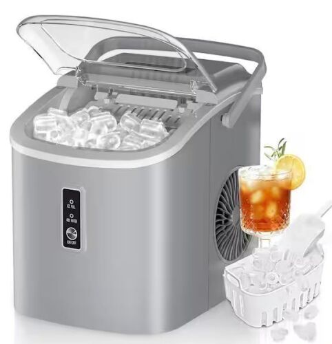 9.4 in. 26.5lb/24H Bullet Ice Countertop Portable Ice Maker, 9 Cubes/6Mins, Auto-Cleaning, Basket and Scoop - Lot 612JF