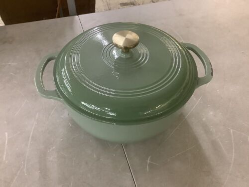 Cast-Iron Dutch Oven Kitchen Cookware w/ Enamel, Handles - 6qt - Lot 506
