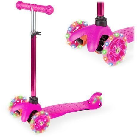 Kids Mini Kick Scooter Toy w/ Colorful Light-Up Wheels, Adjustable T-Bar - Lot 507
