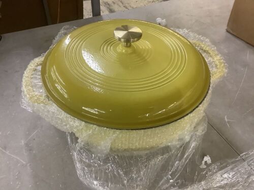 Cast-Iron Dutch Oven Kitchen Cookware w/ Enamel, Handles - 7.5qt - Lot 514