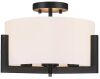 14 in. 3-Light Matte Black Semi-Flush Mount Ceiling Light with Drum Shade - Thumbnail 1