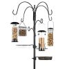 Bird Feeding Station, 6-Hook Steel Multi-Feeder Stand w/ 4 Feeders - 89in - Thumbnail 1