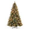 4.5' Pre-Lit Christmas Pine Tree w/ Pine Cones, Flocked Branch Tips, Berries - Thumbnail 1