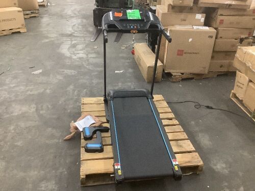 3.5 HP Metal Foldable Treadmill with Incline, Heart Rate Sensors, Type C and USB Charge and 3-Screen Display - Lot 211JF