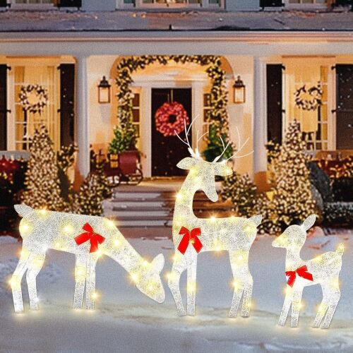 ATDAWN Light Up Deer, Christmas Yard Decoration, 3 pc - Lot 220