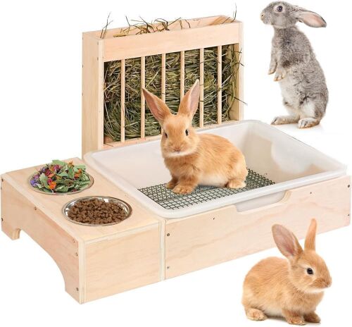 3 in 1 Extra Large Rabbit Hay Feeder with Litter Box - Lot 469