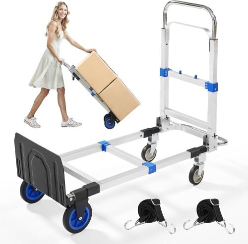 3 in 1 Aluminum Folding Hand Truck Dolly Cart, 600 Lbs Capacity - Lot 277