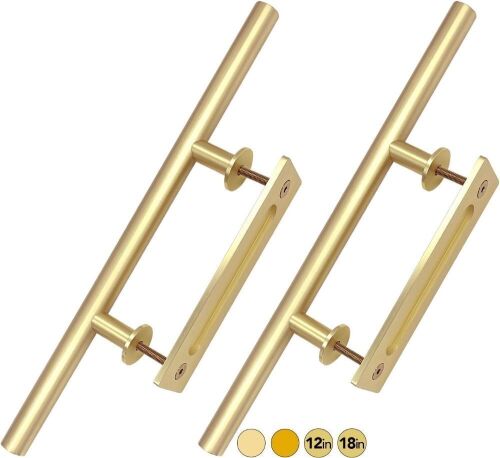 Rio Salto 18-Inch Brushed Brass Barn Door Handle, 2Pack - Lot 280