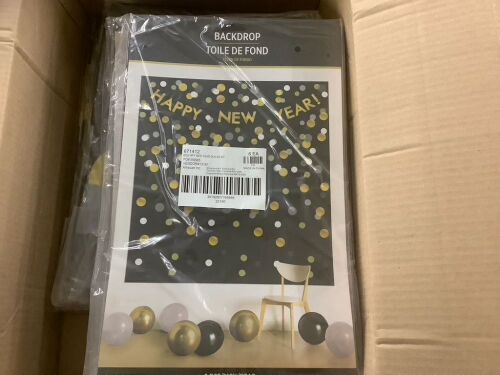 Case of Happy New Year Backdrops, 9 Packs of 6 - Lot 273