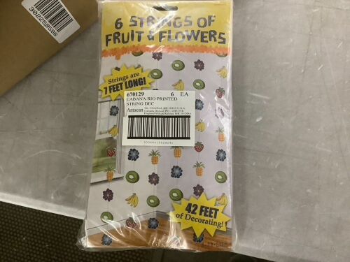 Case of Cabana Rio Multicolor Paper String Cutouts 7' Fruits & Flowers, Approx 85 Packs of 6 - Lot 461