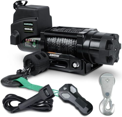Zostera Electric Trailer Winch with 1/4"×55 ft Synthetic Rope 12v 6000lbs, Wireless Remote & Manual Switch - Lot 162