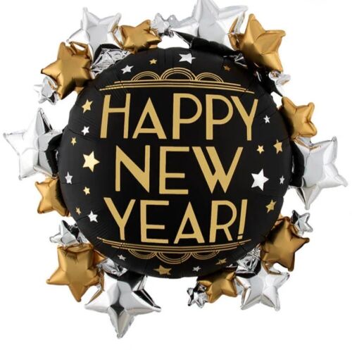 Case of Approx (100) Vintage Satin Infused Happy New Year Foil Balloon - Lot 492