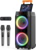 JYX 24" Portable Bluetooth Speaker Karaoke Machine with 2 Wireless Microphones - Thumbnail 1