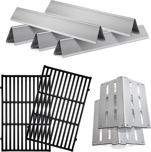 Cast Iron Grill Grates, Stainless Steel Flavorizer Bar & Heat Deflector Replacement Parts for Weber Genesis Grill 300 Series - Lot 292