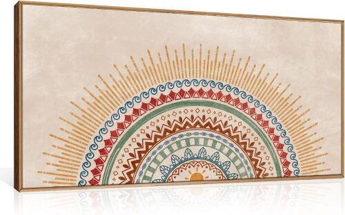 Boho Sun Framed Canvas Wall Art, 20" x 40" - Lot 596